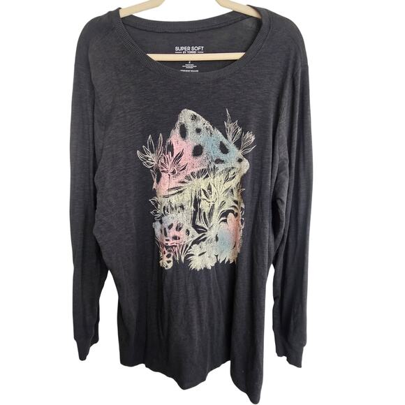 torrid Tops - Torrid Super Soft Slub Jersey Mushroom Print T-Shirt Sz 2X Stretch Whimsy Boho